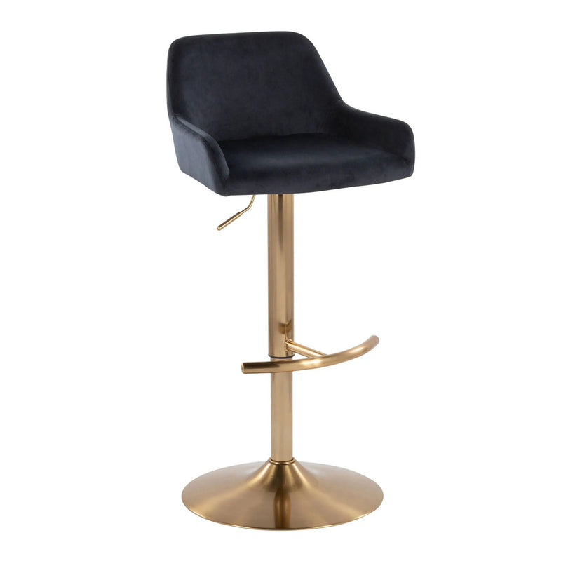 Daniella - Contemporary Adjustable Barstool With Swivel With Rounded T Footrest (Set of 2) by HouseOfZazla
