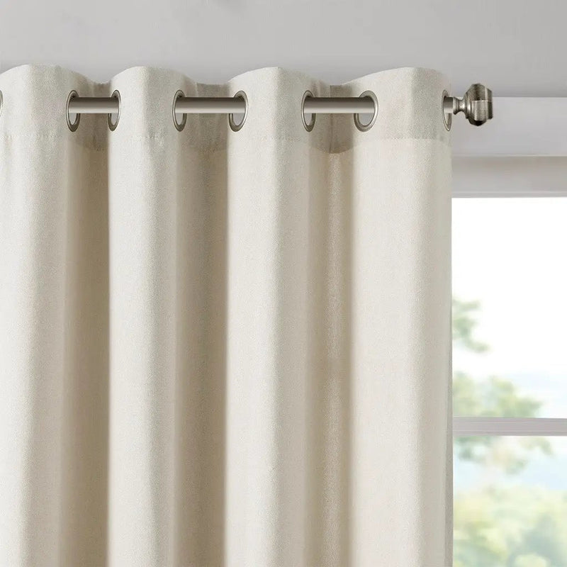 Plaid Rod Pocket and Back Tab Curtain Panel with Fleece Lining Natural 50x84" by HouseOfZazla