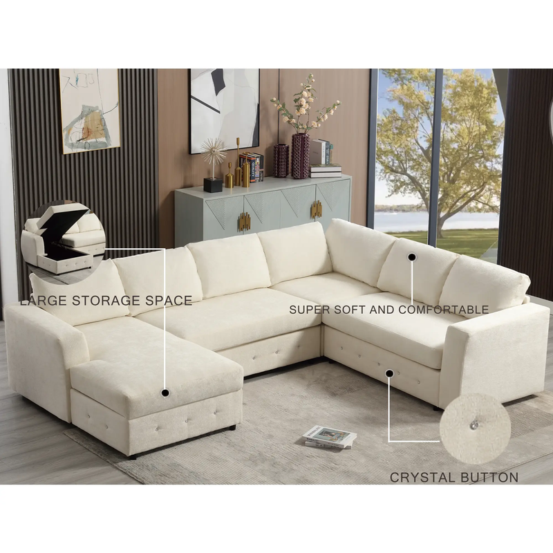 110.75" Sectional Sofa with Chaise Storage by HouseOfZazla