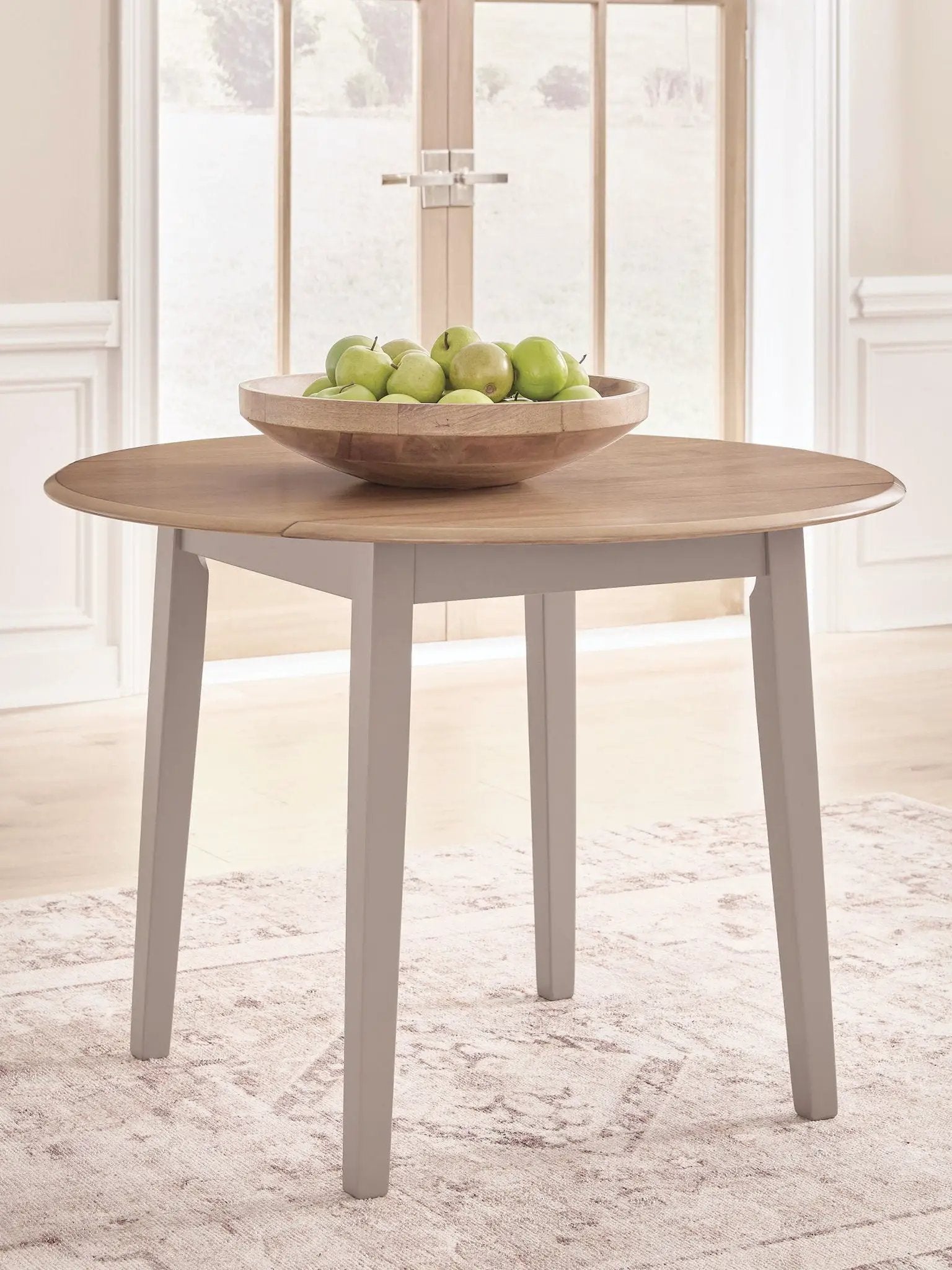 Harperfeld - Round Dining Room Drop Leaf Table - Natural / Gray by Unique Piece Furniture