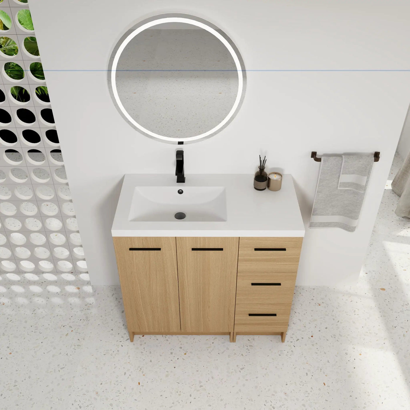Wall Mounted Floating Bathroom Vanity With Sink, Door & Drawers Modular Cabinet by Unique Piece Furniture