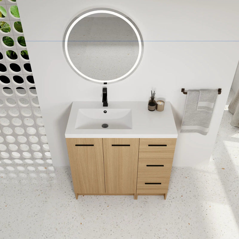 Wall Mounted Floating Bathroom Vanity With Sink, Door & Drawers Modular Cabinet by Unique Piece Furniture