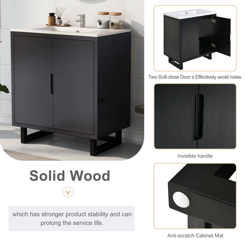 Bathroom Vanity Set With Sink, Combo Cabinet, Bathroom Storage Cabinet, Solid Wood Frame by HouseOfZazla