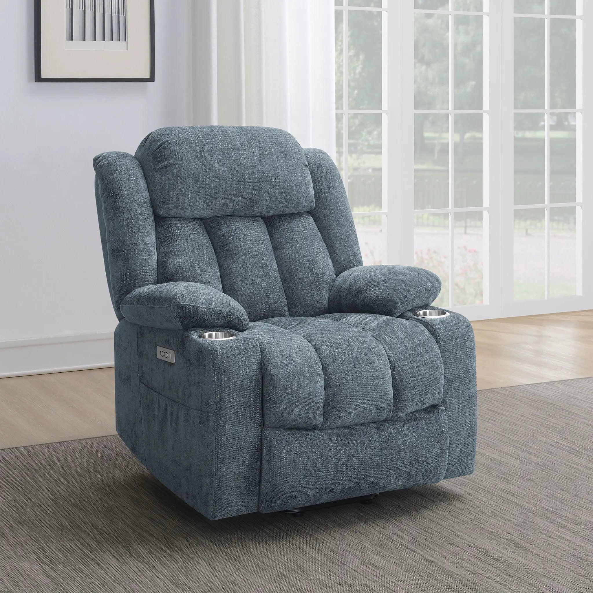 Beca - Upholstered Power Lift Recliner With Cupholders And USB Charging by Unique Piece Furniture