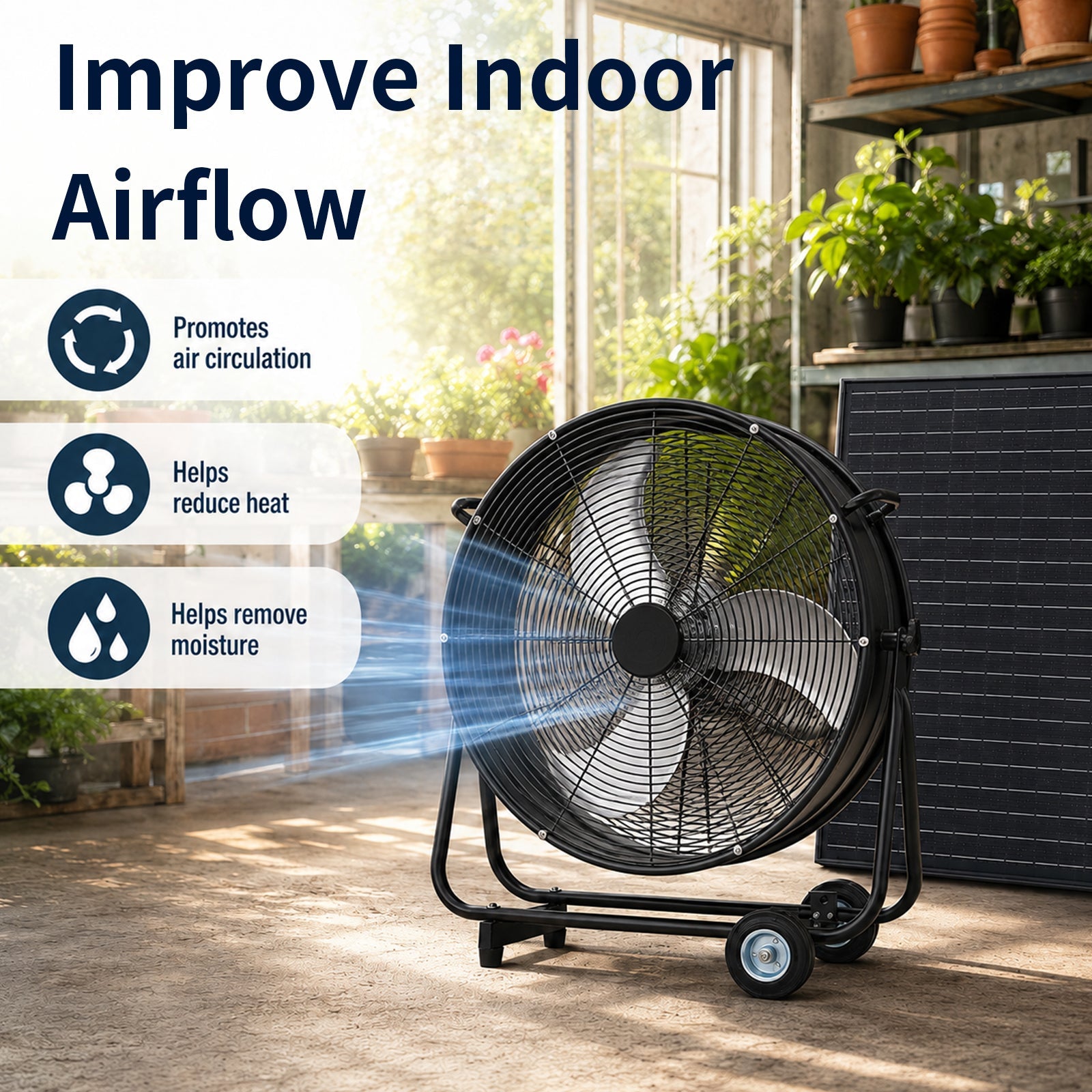 24 Inch Solar Floor-Standing Fan With Adjustable Solar Panel by HouseOfZazla