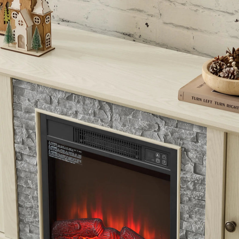 58" Modern TV Stand with Electric Fireplace and Storage by HouseOfZazla