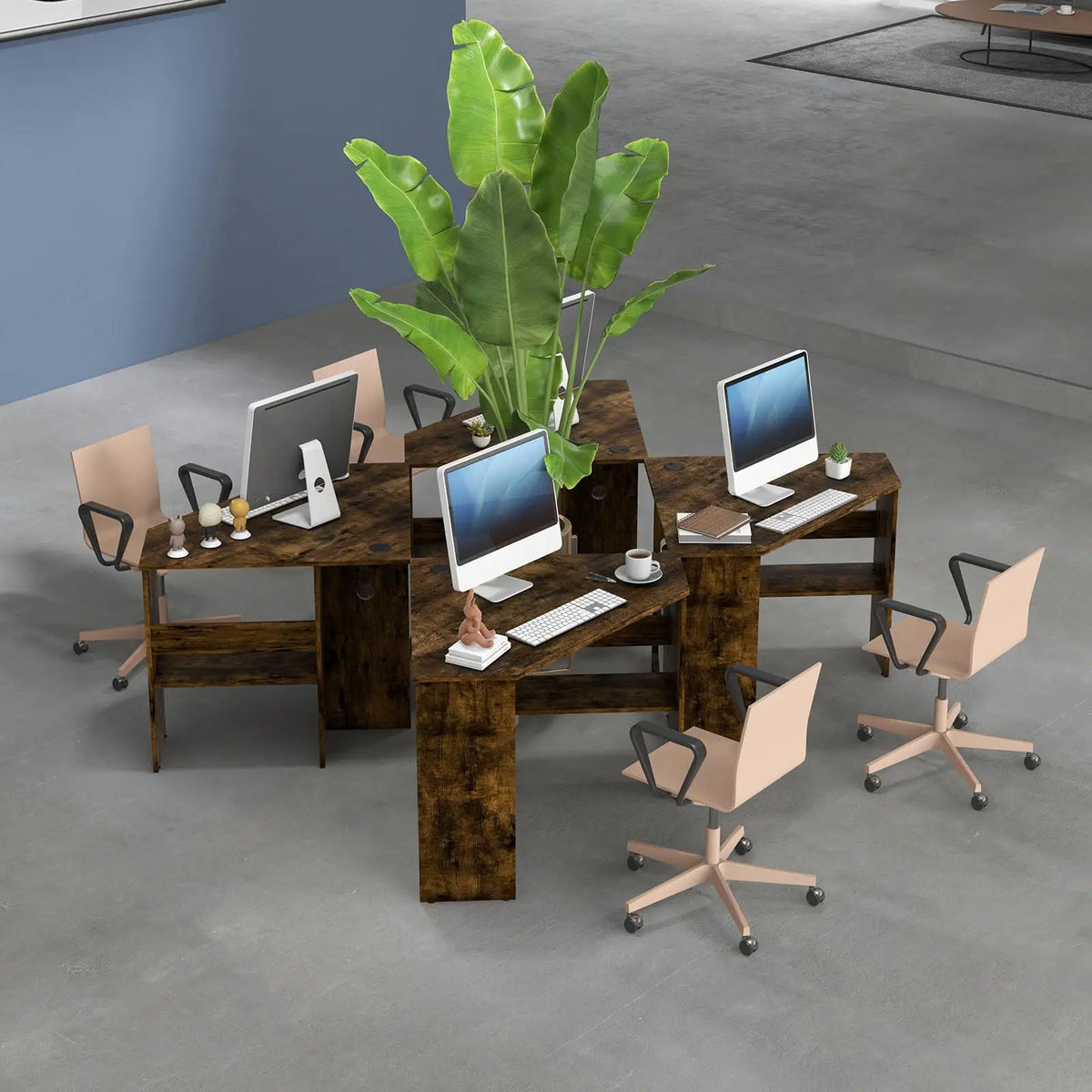 Corner Computer Desk with Storage Shelf - Triangle Design, photo 9 of 11