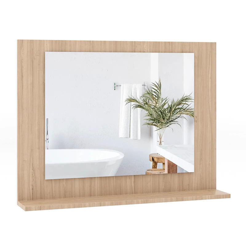 Rectangle Bathroom Mirror with Shelf 23.5 x 17.5 Inch and Wood Frame by DirectDeals