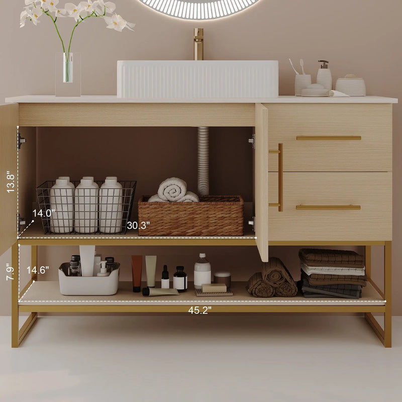 47.2" Modern Bathroom Vanity With Ceramic Vessel Sink by HouseOfZazla