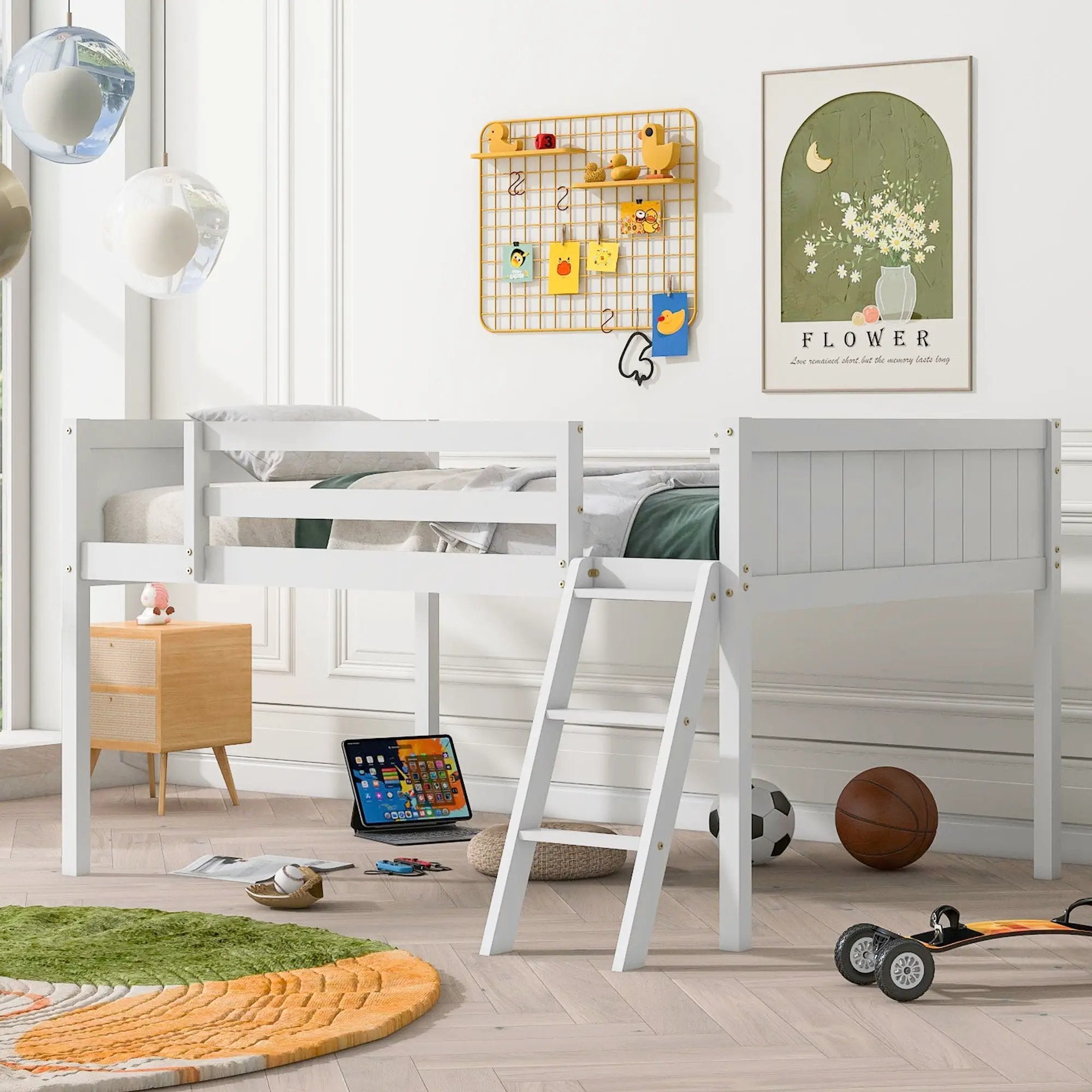 Low Loft Bed With Adjustable Ladder by Unique Piece Furniture