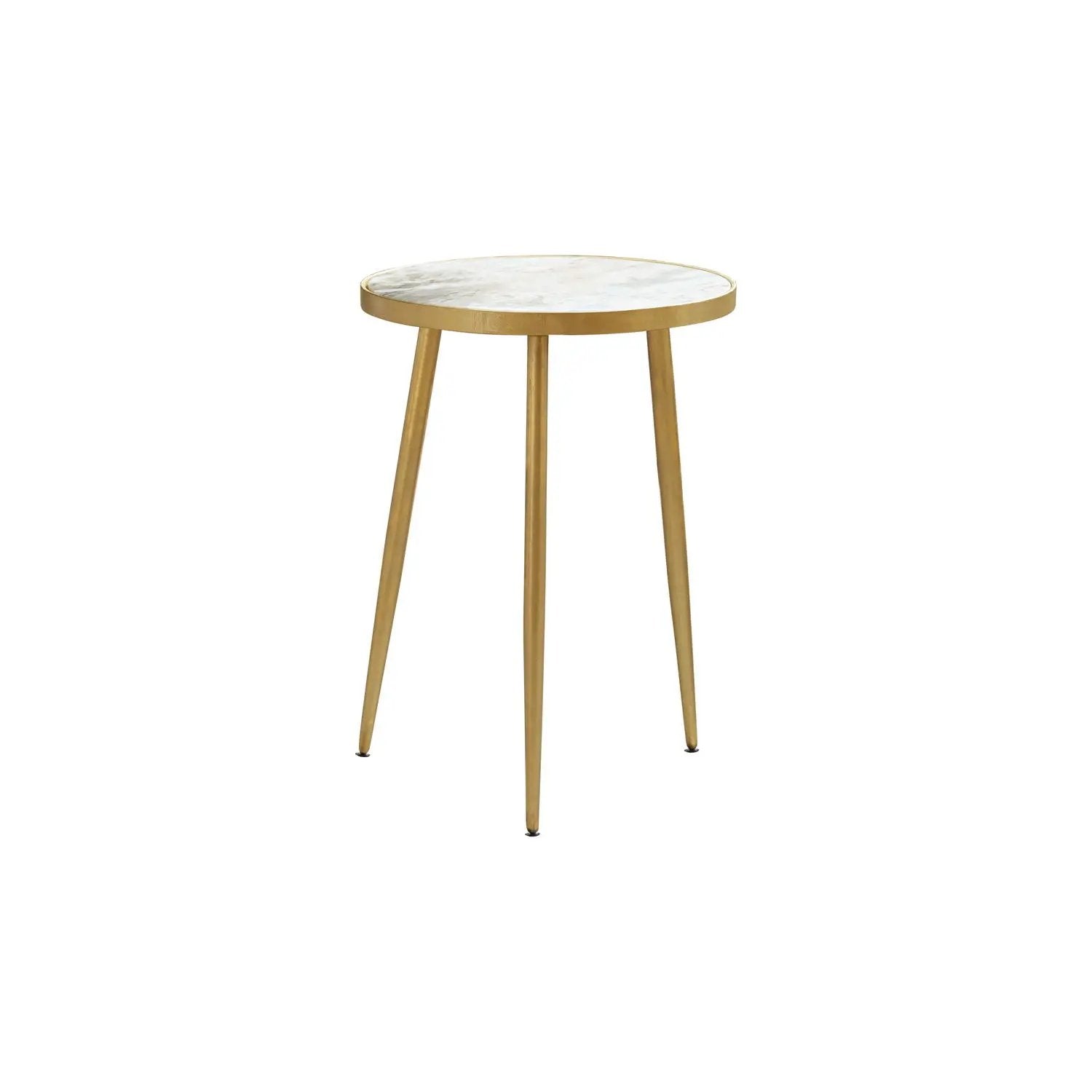 Delilah - Marble And Table Elegant Round Design With Polished - White / Gold by HouseOfZazla