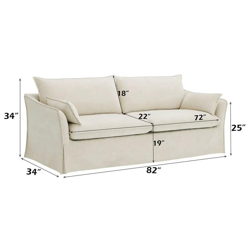 Shane - Sofa With 2 Pillows - Beige Linen by Unique Piece Furniture