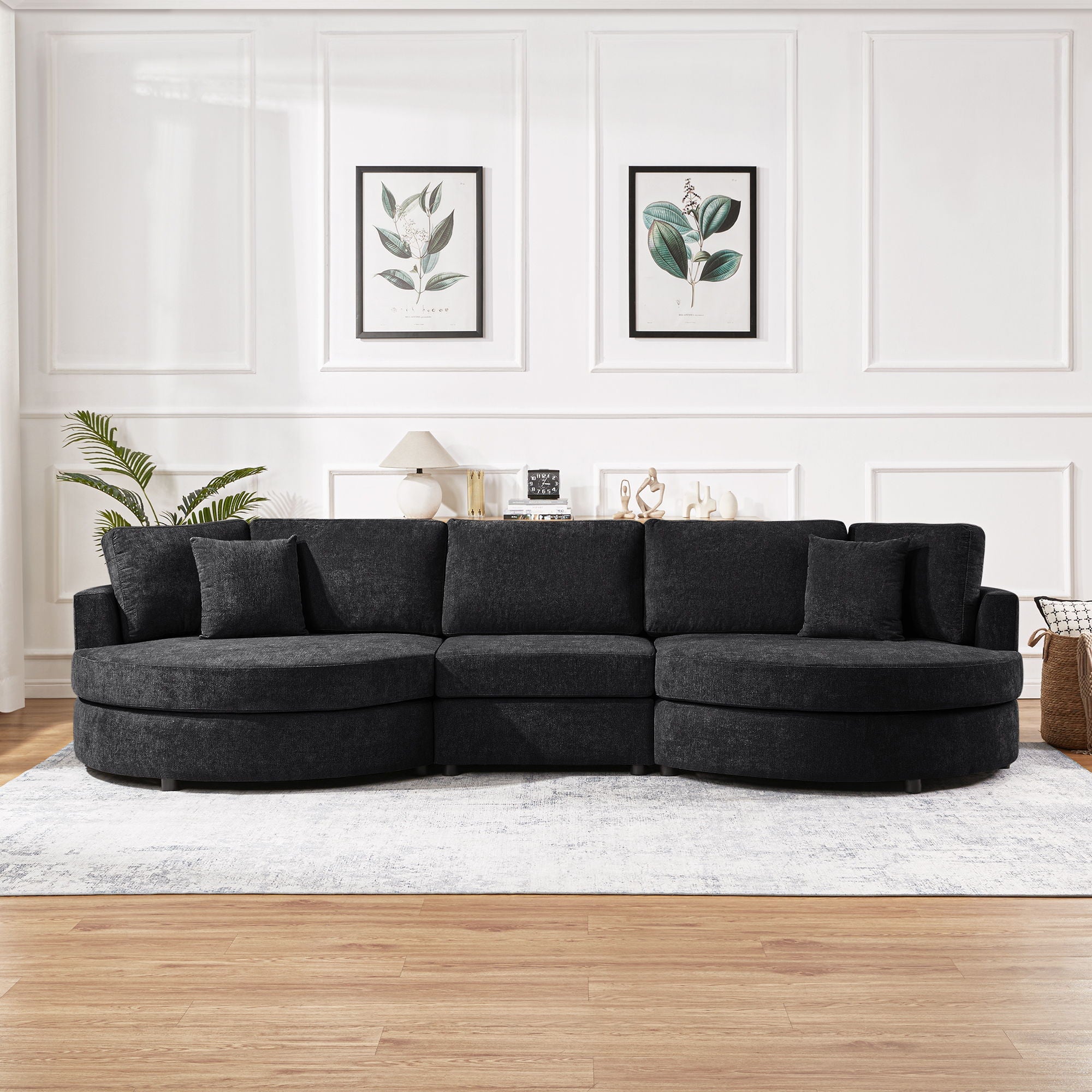 Modern 3 Seater Upholstered Sofa With Curved Design by HouseOfZazla