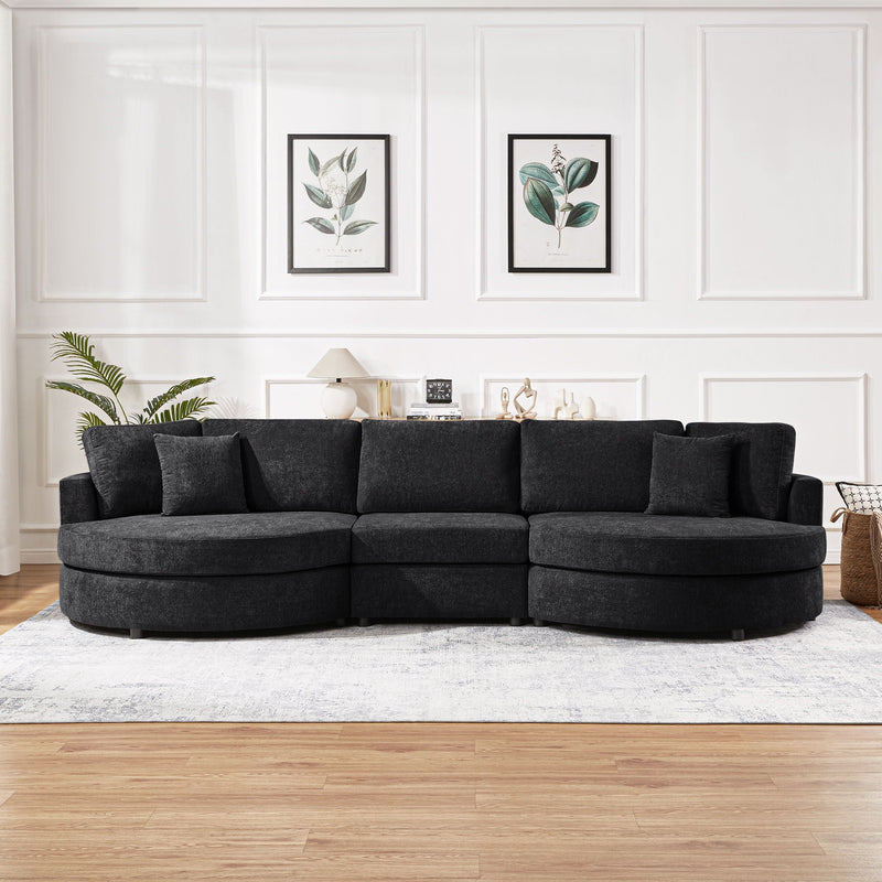 Modern 3 Seater Upholstered Sofa With Curved Design by HouseOfZazla