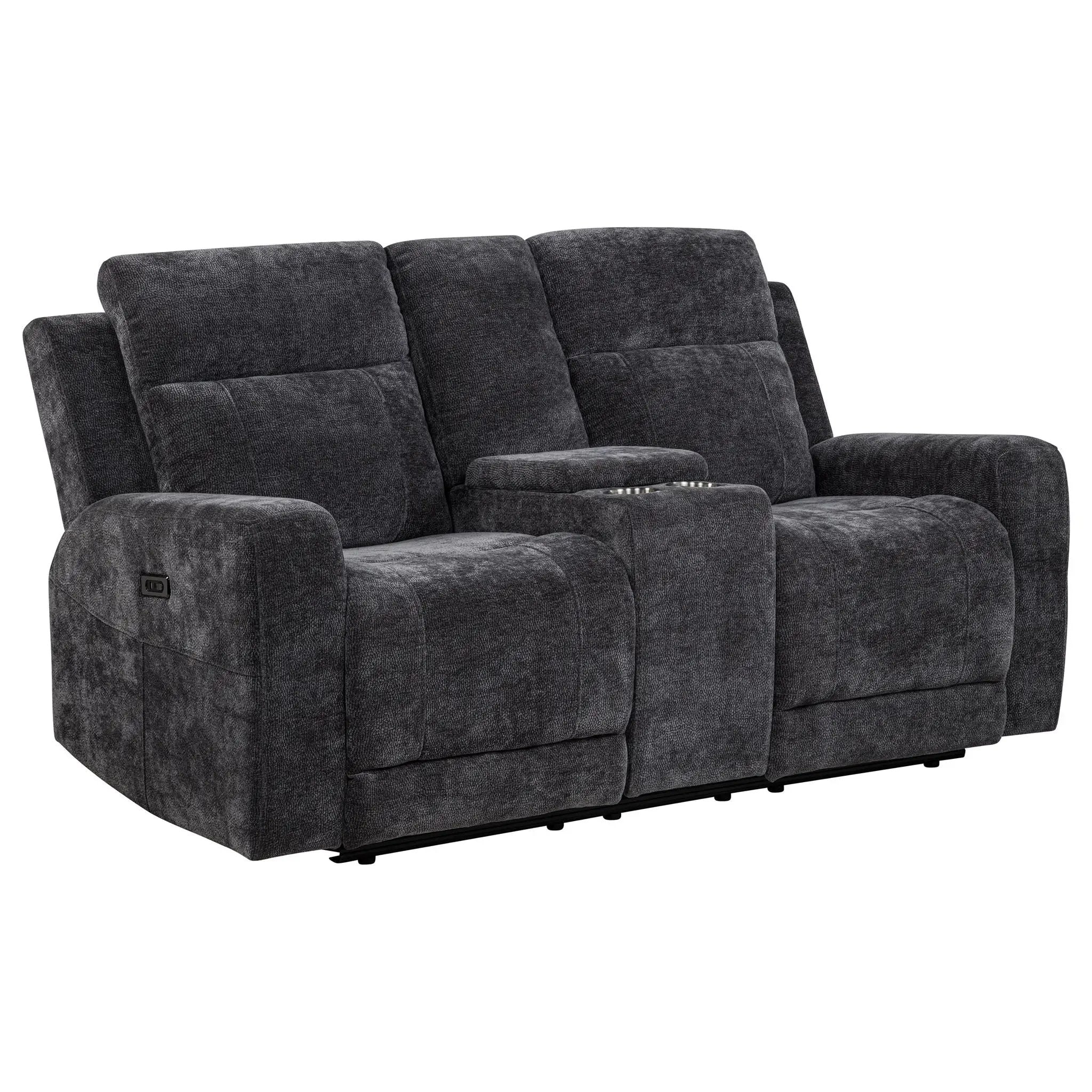 Kennett 3-piece Chenille Power Reclining Sofa Set Dark Grey by Unique Piece Furniture