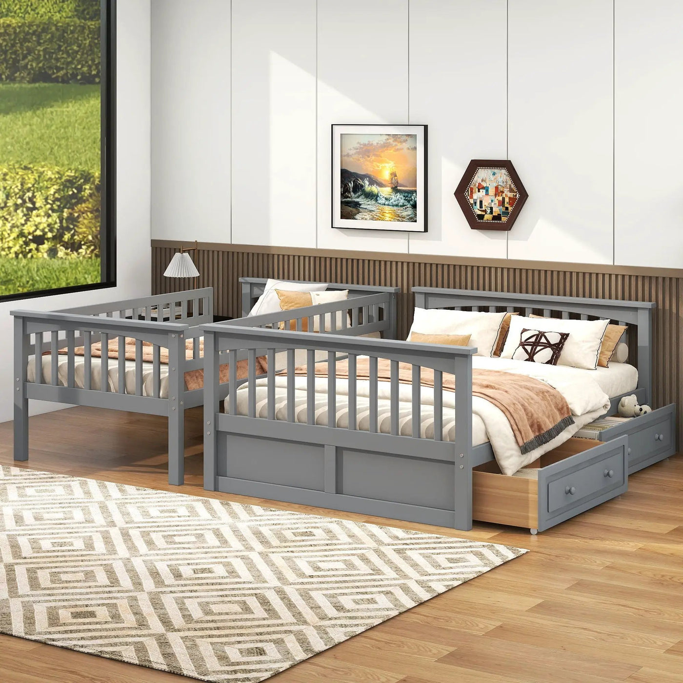Bunk Bed With Drawers, Convertible Storage Bed by HouseOfZazla