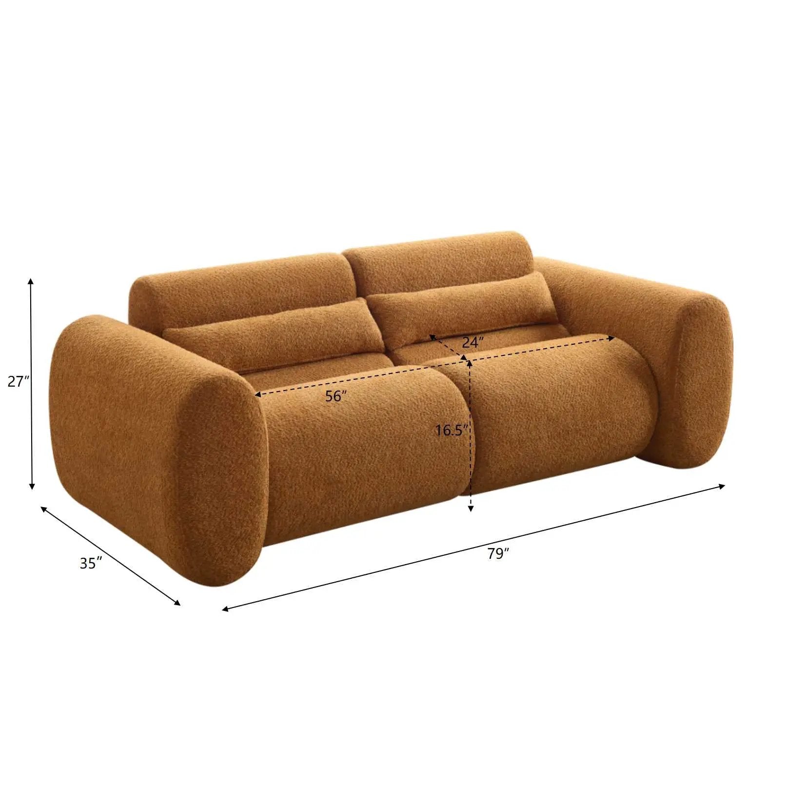 79 in. Round Arm Cloud Curved 3-Seater Modern Upholstered Boucle Sofa by HouseOfZazla