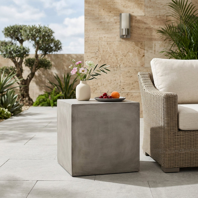 Outdoor MGO Square Side Table, Light by HouseOfZazla