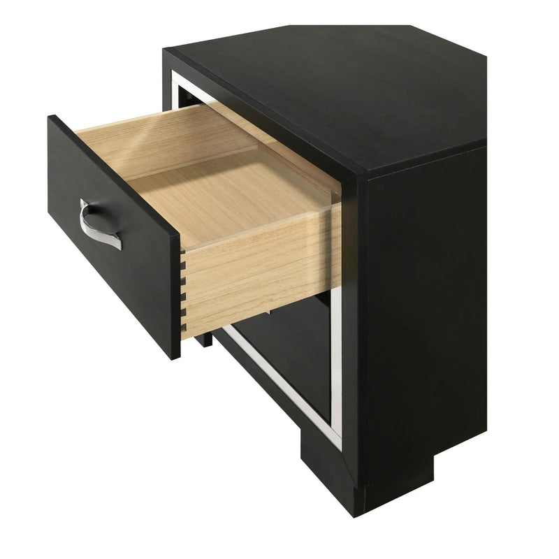2 Drawer Bedroom Nightstand With Handles - Black by Unique Piece Furniture