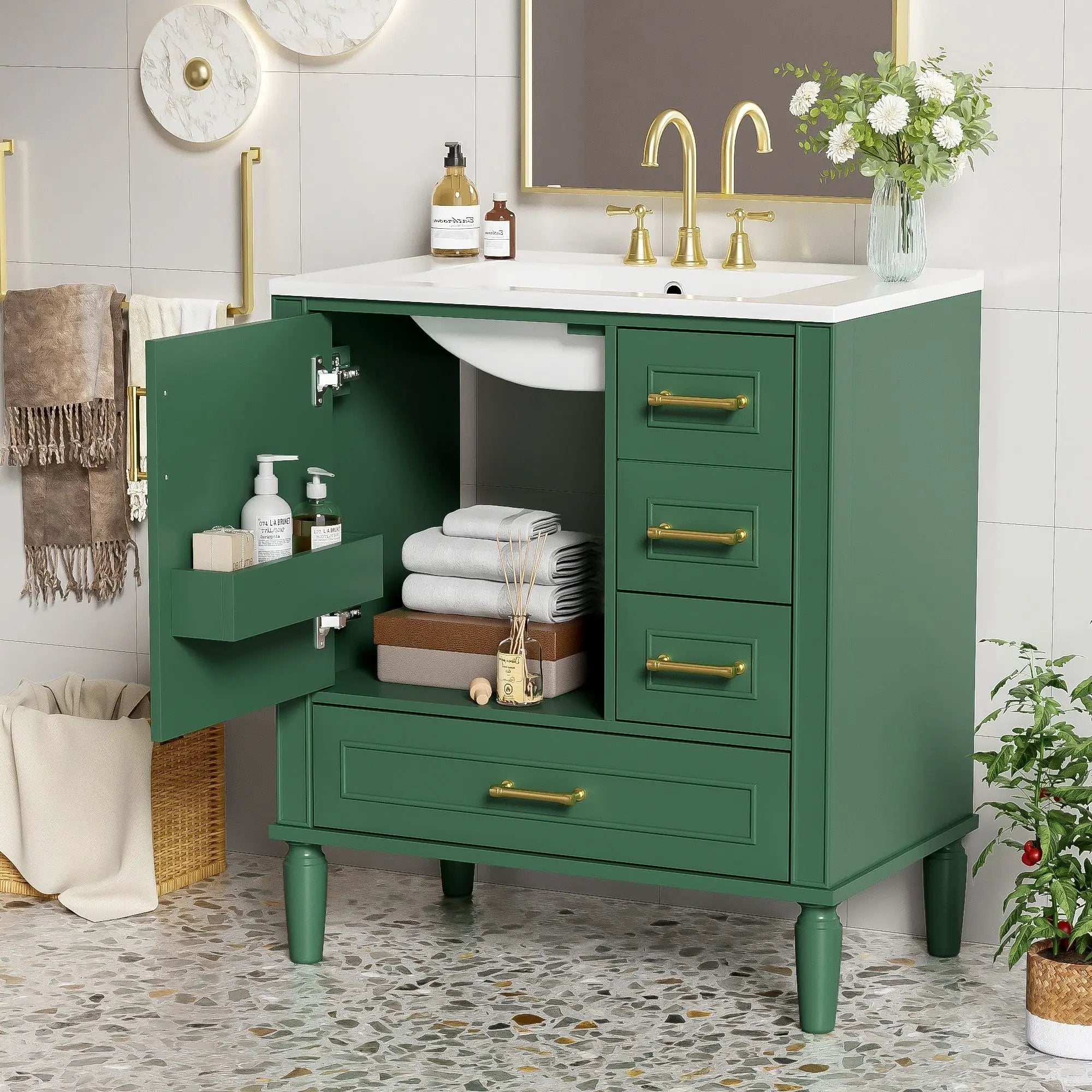 Traditional Bathroom Vanity Set With Soft Close Doors by Unique Piece Furniture
