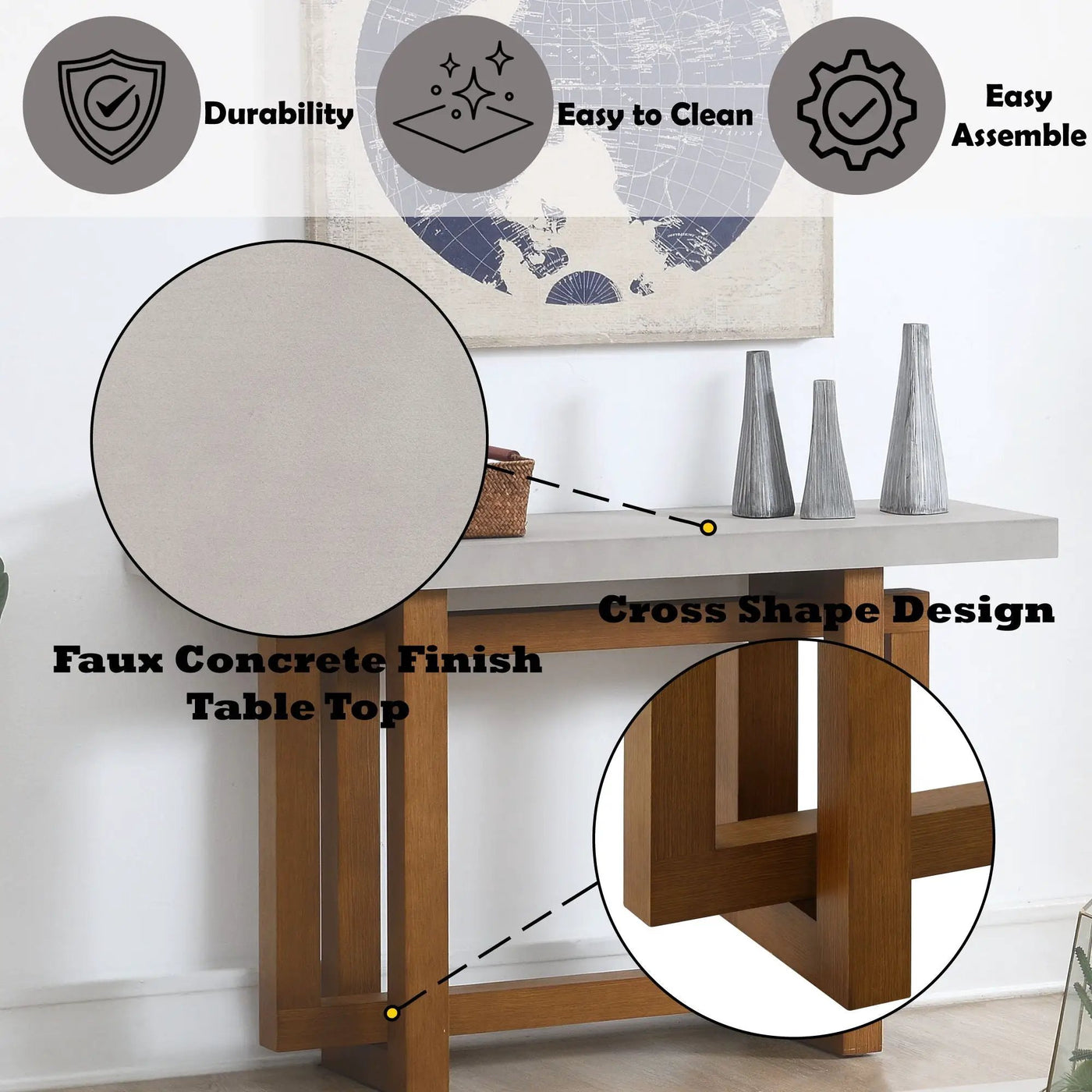 Keven - Faux Concrete Top Table by Unique Piece Furniture