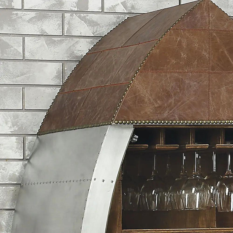 Brancaster - Wine Cooler - Retro Brown Top Grain Leather & Aluminum by Unique Piece Furniture