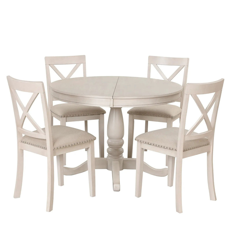 Modern Dining Table Set For 4, Round Table And 4 Kitchen Room Chairs, 5 Piece Kitchen Table Set For Dining Room, Dinette, Breakfast Nook by HouseOfZazla
