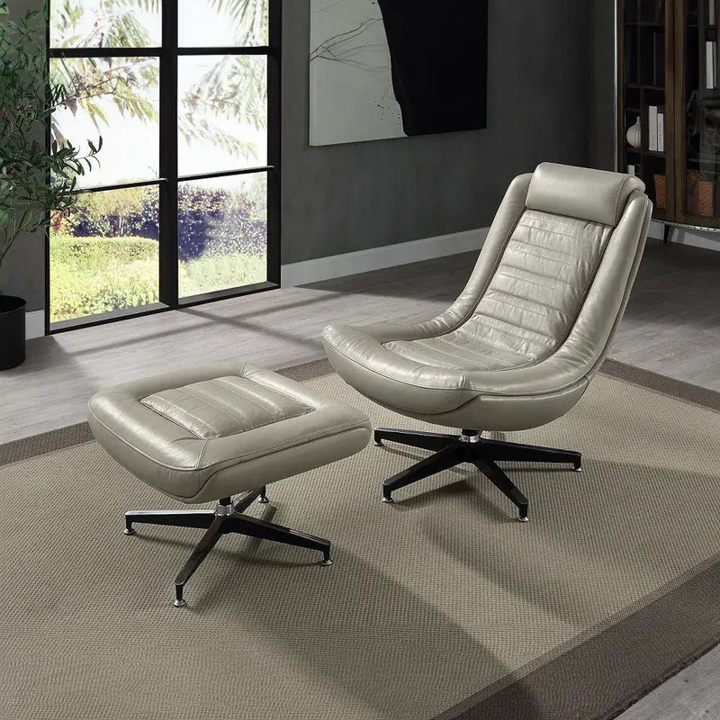 Piran - Accent Chair With Swivel - Twilight Top Grain Leather by Unique Piece Furniture