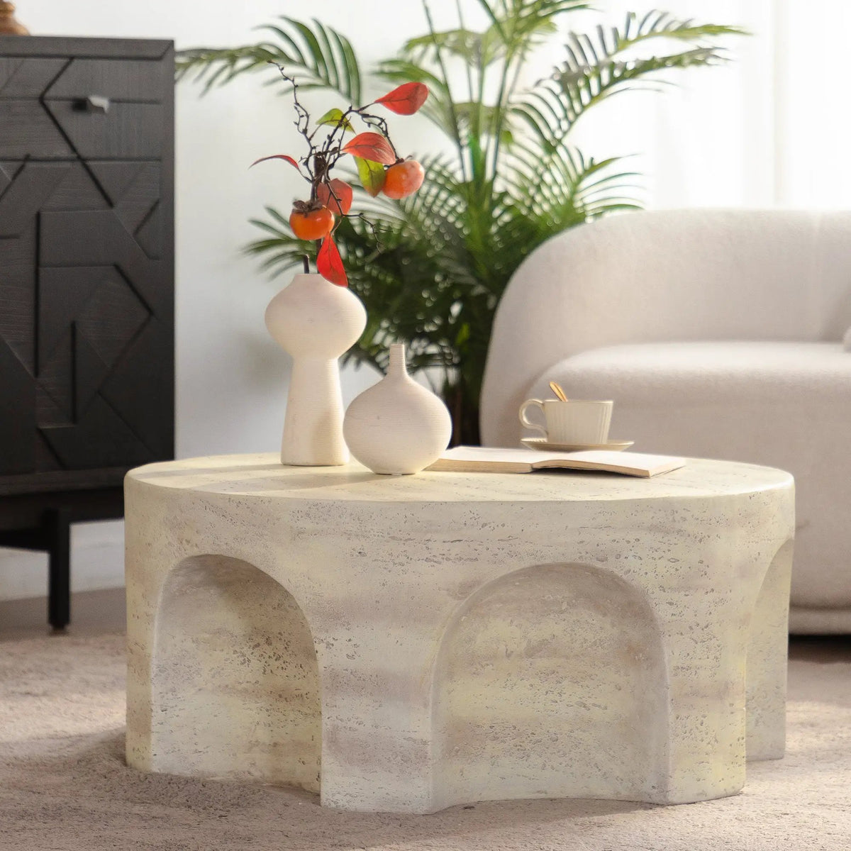 Mgo Modern Minimalist Round Accent Coffee Table by HouseOfZazla