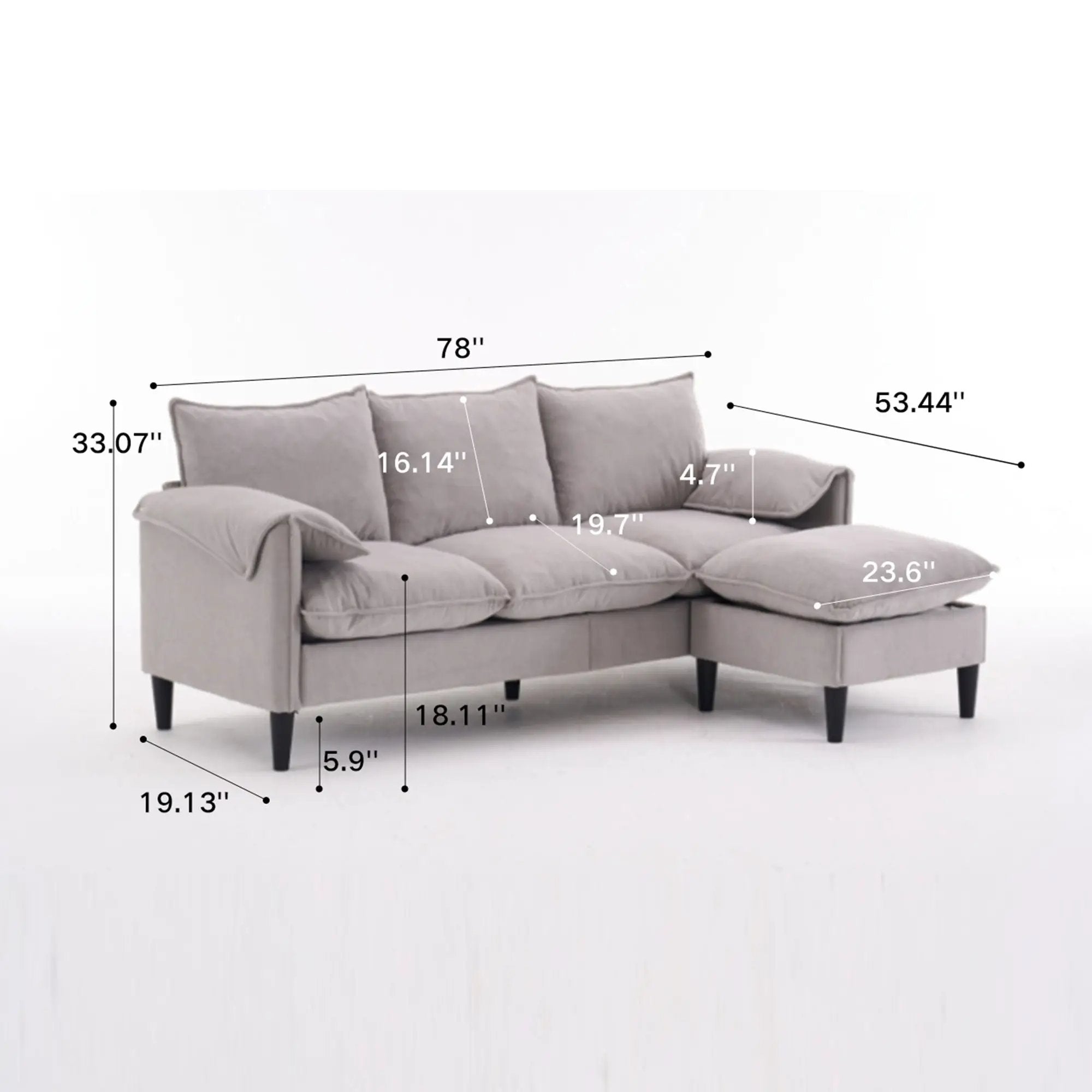 Convertible Combination Sofa With Footstools With Storage by Unique Piece Furniture
