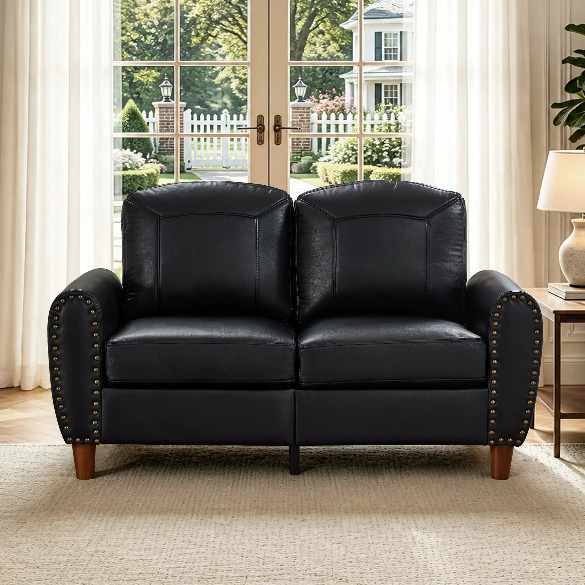 59" Classic Living Room Sofa Loveseat Faux Leather Couch by HouseOfZazla