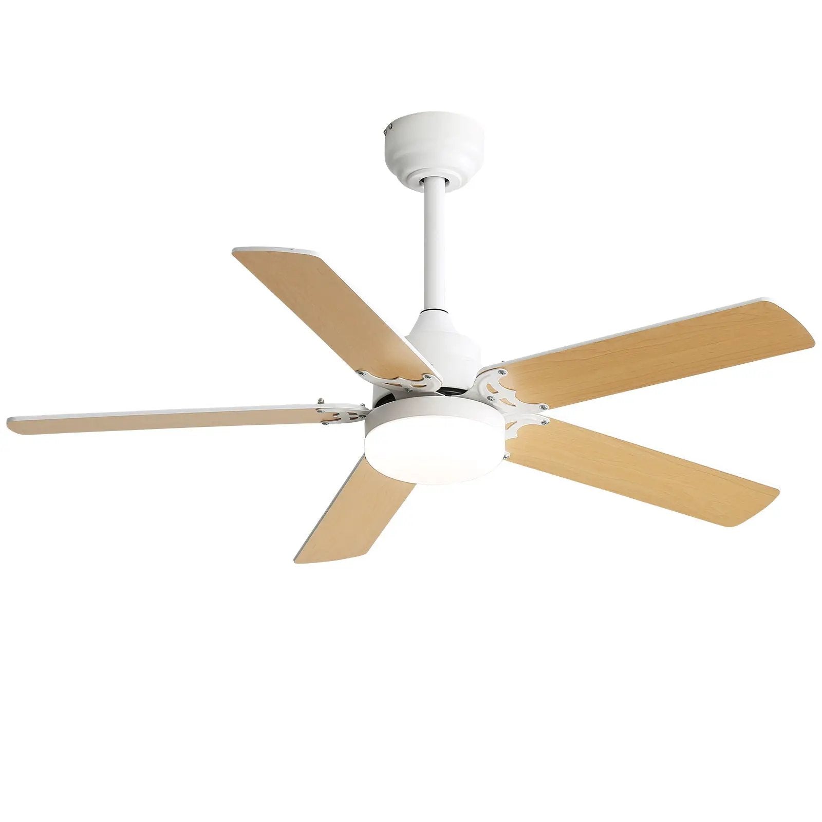 Modern Ceiling Fan With 3 Color Dimmable Light 5 Blades Remote Control Reversible Dc Motor - White by Unique Piece Furniture