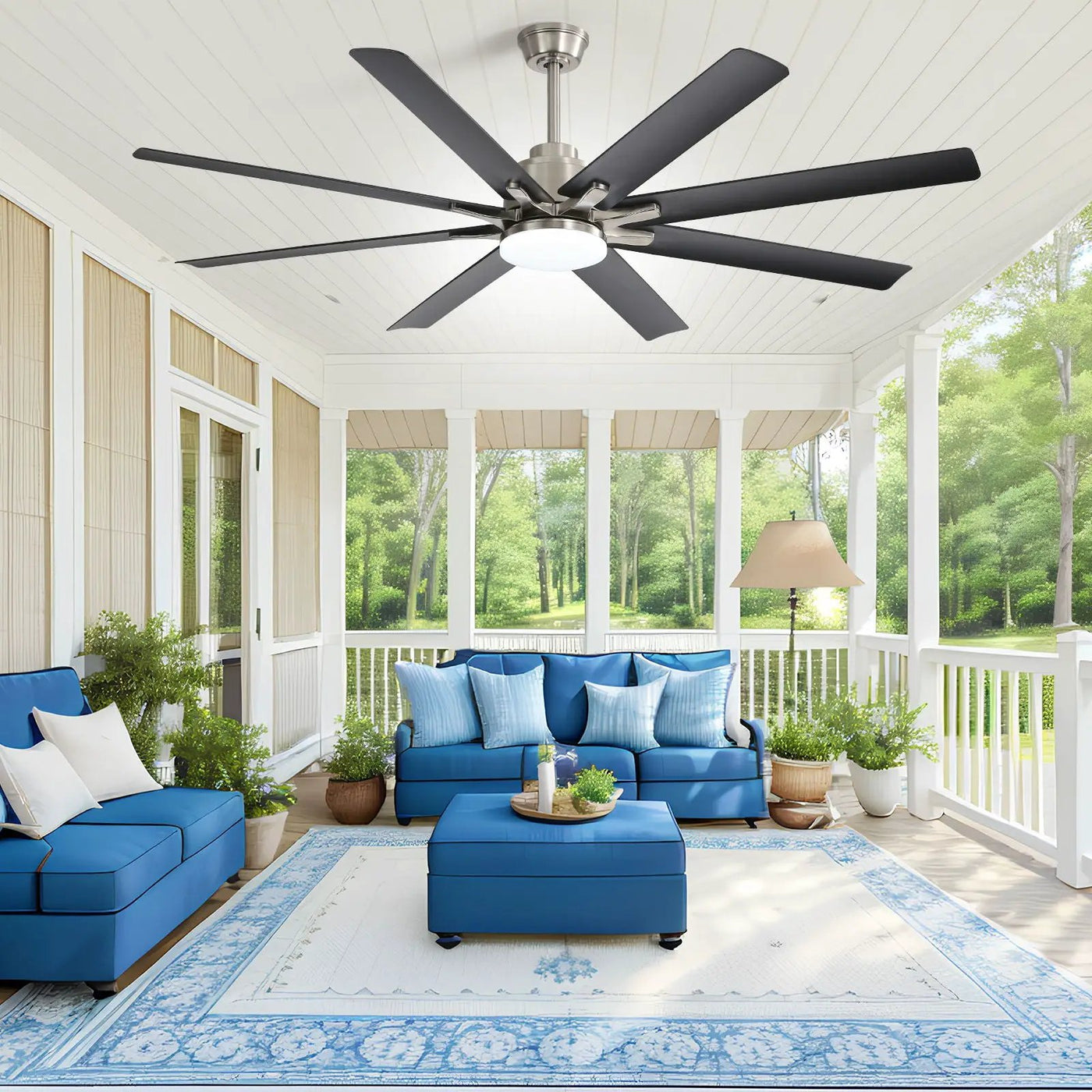 Ceiling Fan With Dimmable LED Light, 8 Blades, Reversible DC Motor, Remote Control by Unique Piece Furniture