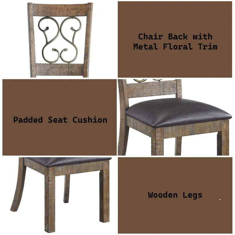 Raphaela - Side Chair (Set of 2) - Black Synthetic Leather & Weathered Cherry by Unique Piece Furniture
