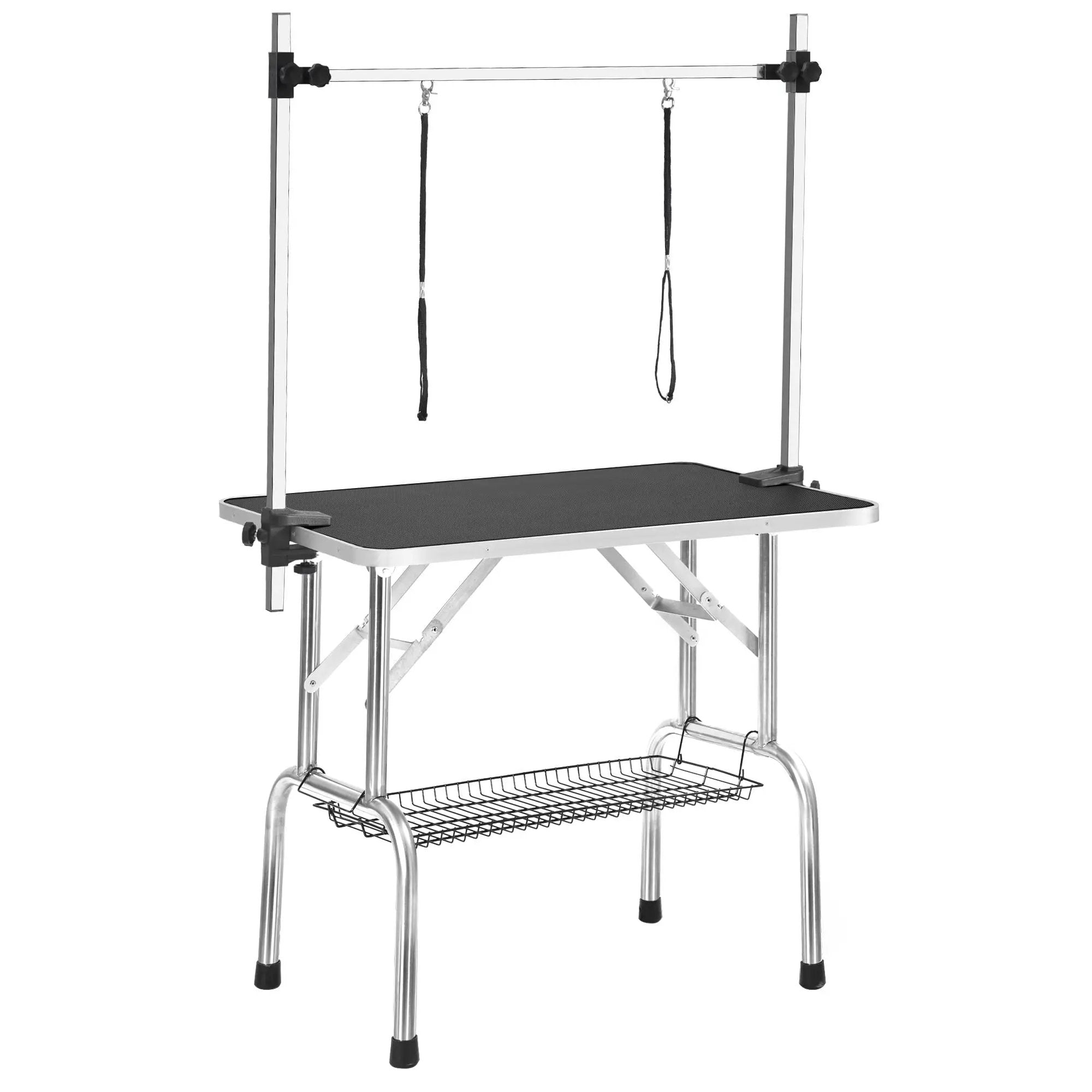 Professional Dog Pet Grooming Table Adjustable Heavy Duty Portable With Arm & Noose & Mesh Tray - Black by HouseOfZazla