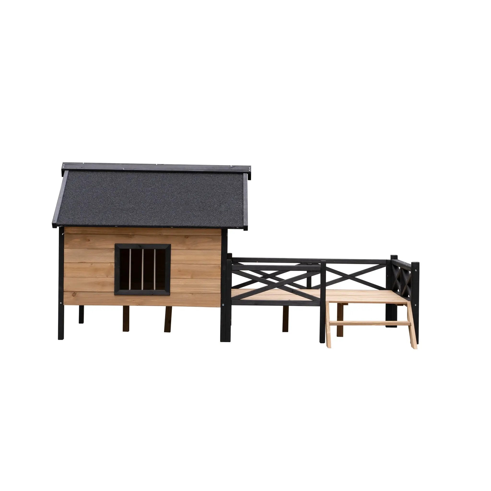 Outdoor Large Wooden Cabin House Style Dog Kennel with Porch by HouseOfZazla