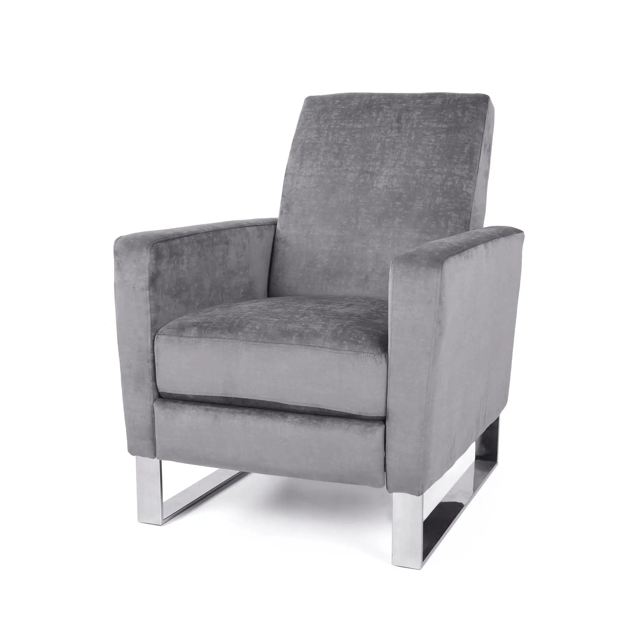 Bolt - Upholstered Recliner Chair With Stainless Steel Base - Gray / Chrome by Unique Piece Furniture