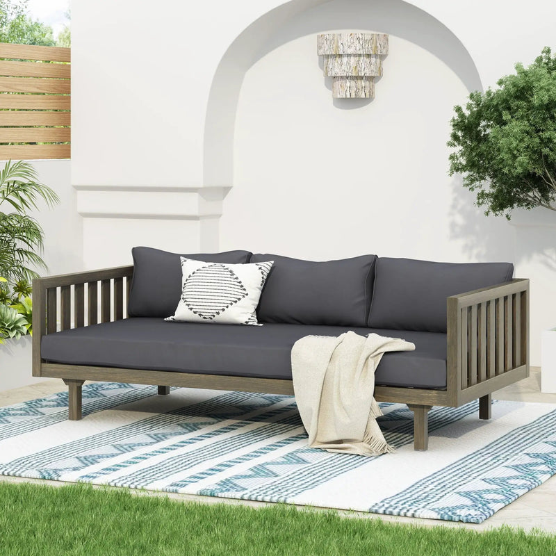 Claremont 3 Seater Daybed Teak Acacia Wood Water Resistant Cushions by HouseOfZazla