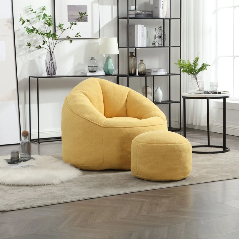 Bedding Bean Bag Sofa Chair High Pressure Foam With Footrest by HouseOfZazla