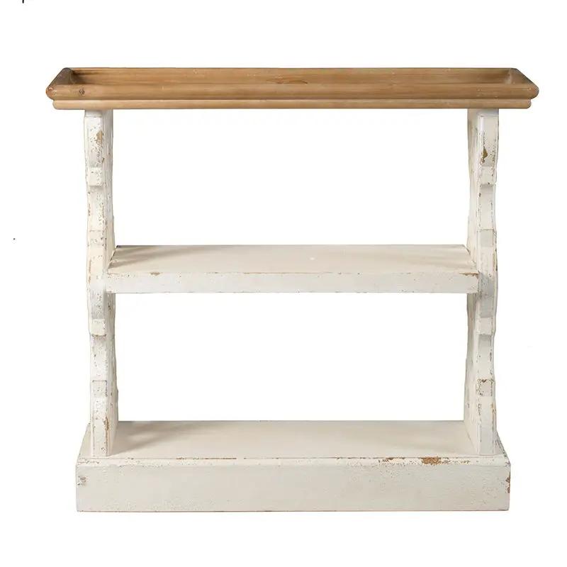 Distressed Wood Shelf Tray, French Country Console Table - Brown / Antique White by Unique Piece Furniture