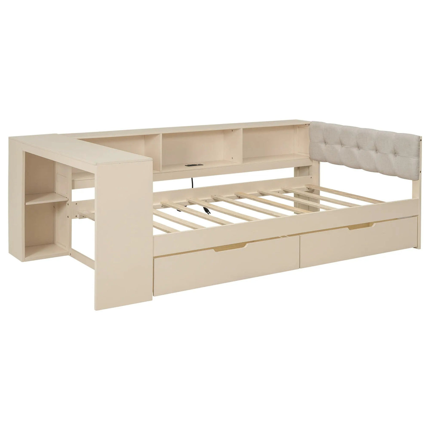 Upholstered Headboard Platform Bed With Storage Shelves, Drawers, Charging Station by Unique Piece Furniture