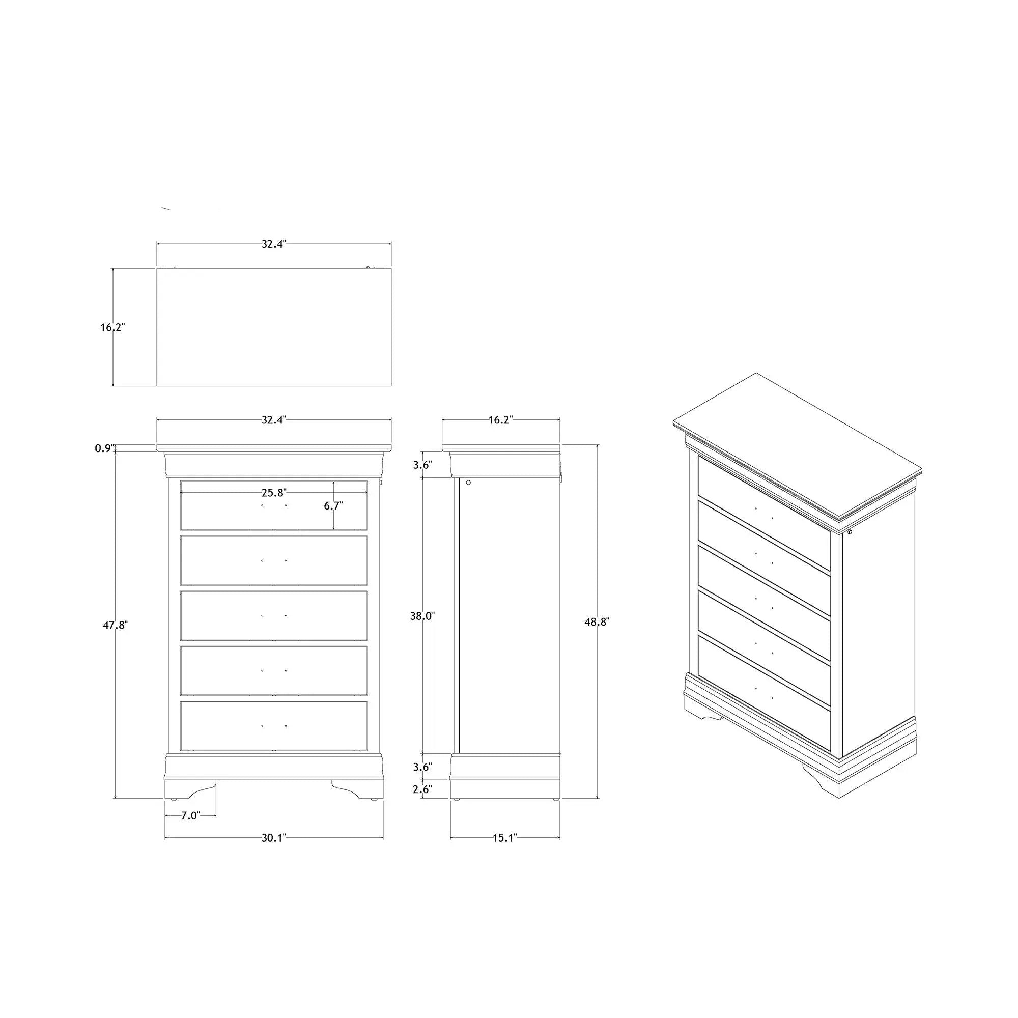 Charlston - 5 Piece Bedroom Set With LED Headboard