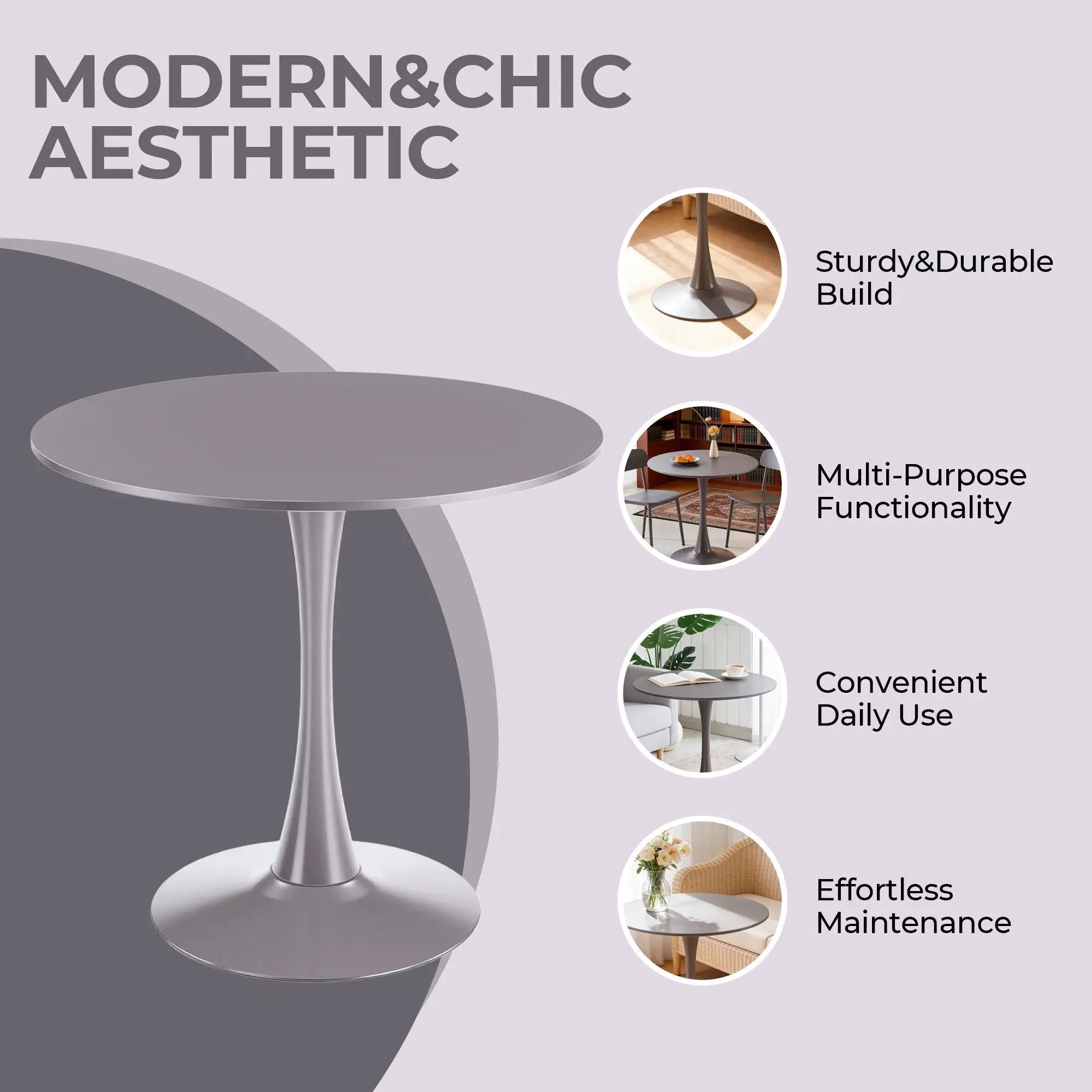 Mid-Century Tulip Table With Round Top, Pedestal Base by Unique Piece Furniture