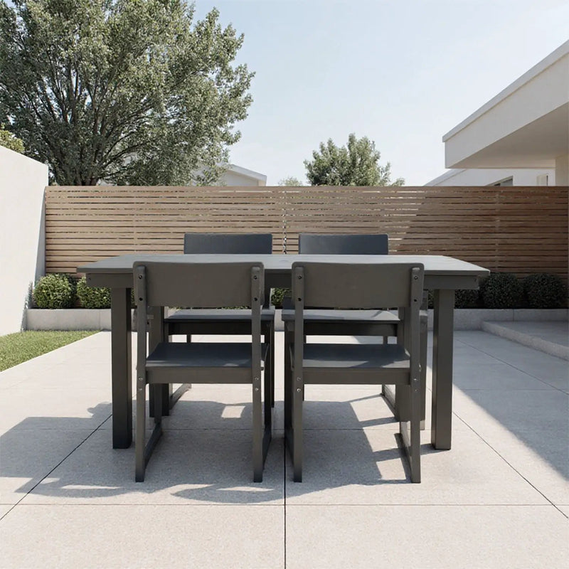 5 Piece Outdoor Dining Set, Table With Umbrella Hole And 4 Armrest Chairs by Unique Piece Furniture