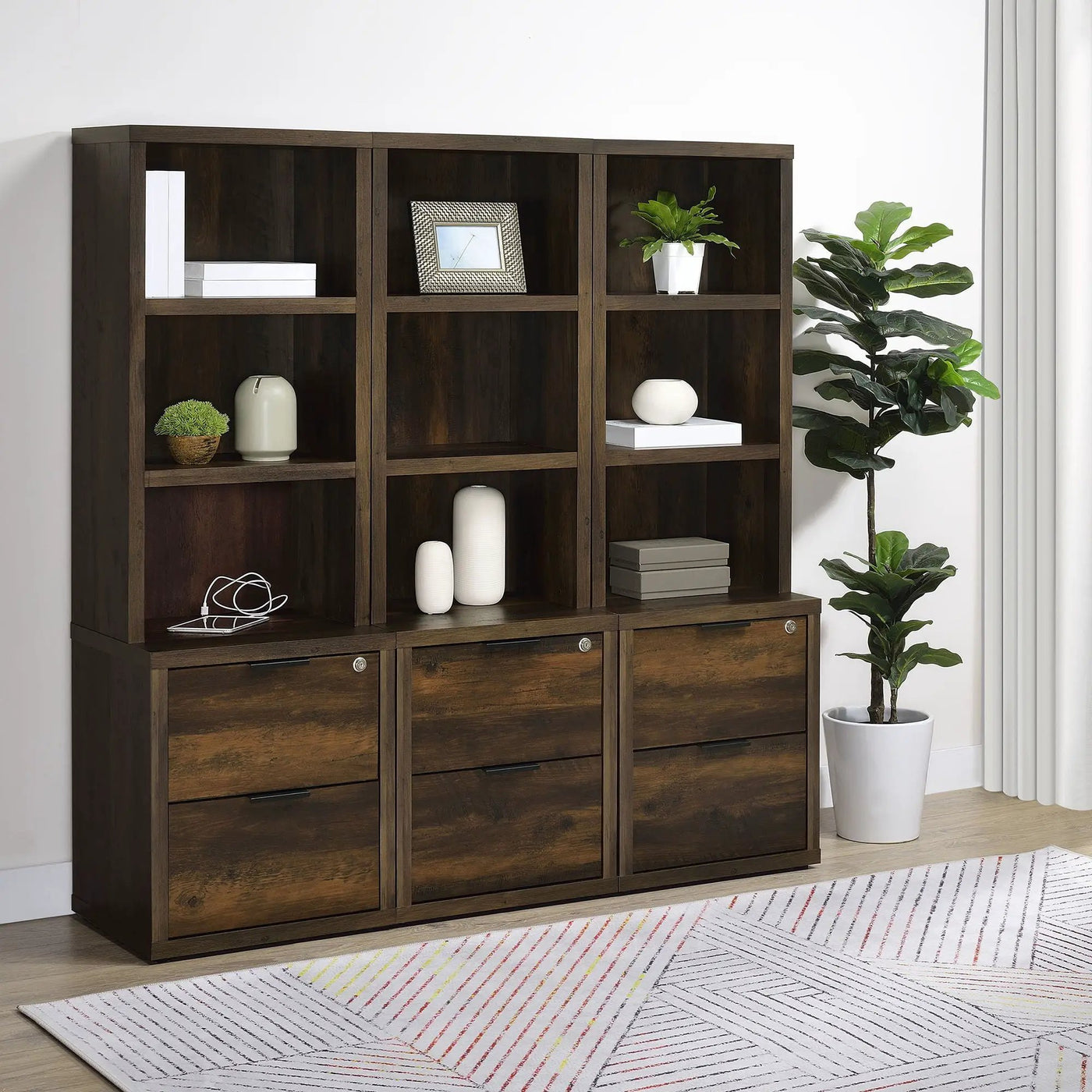 Geary - 3 Shelf Bookcase With USB Charging And Lockable Top Drawer by HouseOfZazla