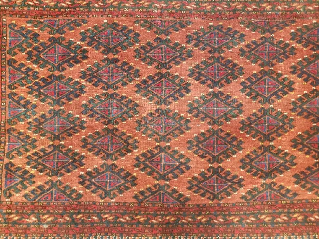 Antique Turkoman Rug 3'4" x 5', Collecticble Yamud Oriental Rug, Seat Pillow Cushion Cover, Tribal Mat, Wool Red Hand-Knotted Mafresh Carpet by Jewel Rugs