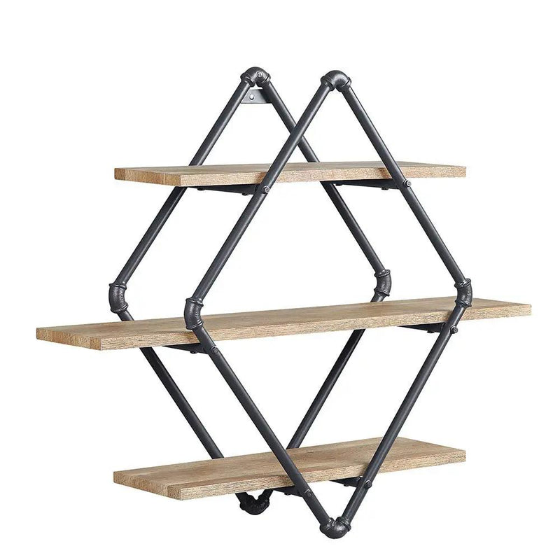 Brantley - 31" Wall Rack With 3 Shelves - Oak & Sandy Black by Unique Piece Furniture