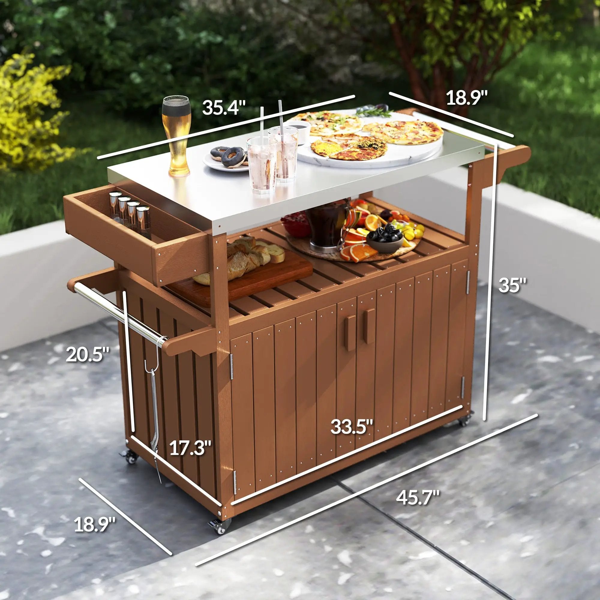 Easy to Move Outdoor Table Top Bar Cart with Storage and Wheels by HouseOfZazla
