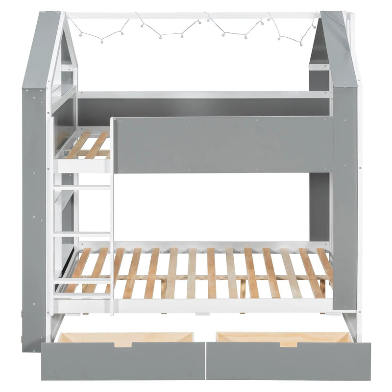 Full Size Bunk Bed with Storage Drawers & Shelves by HouseOfZazla