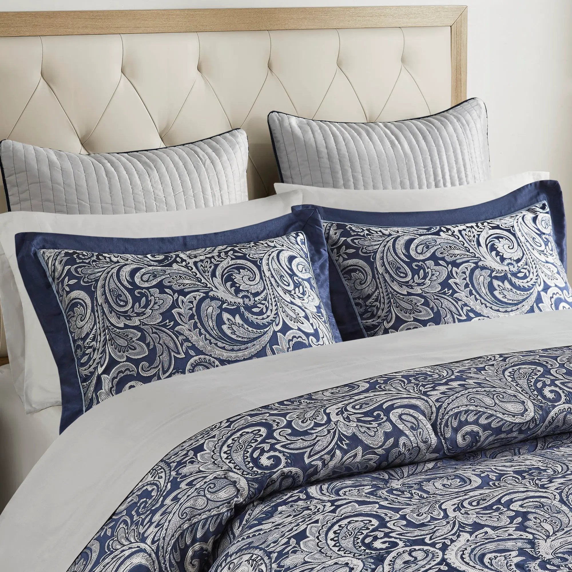 12 Piece Comforter Set with Cotton Bed Sheets Navy Cal King by HouseOfZazla